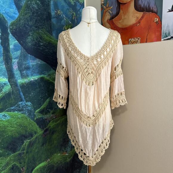 ecote crochet boho tunic top festival cottagecore indie - Picture 2 of 4